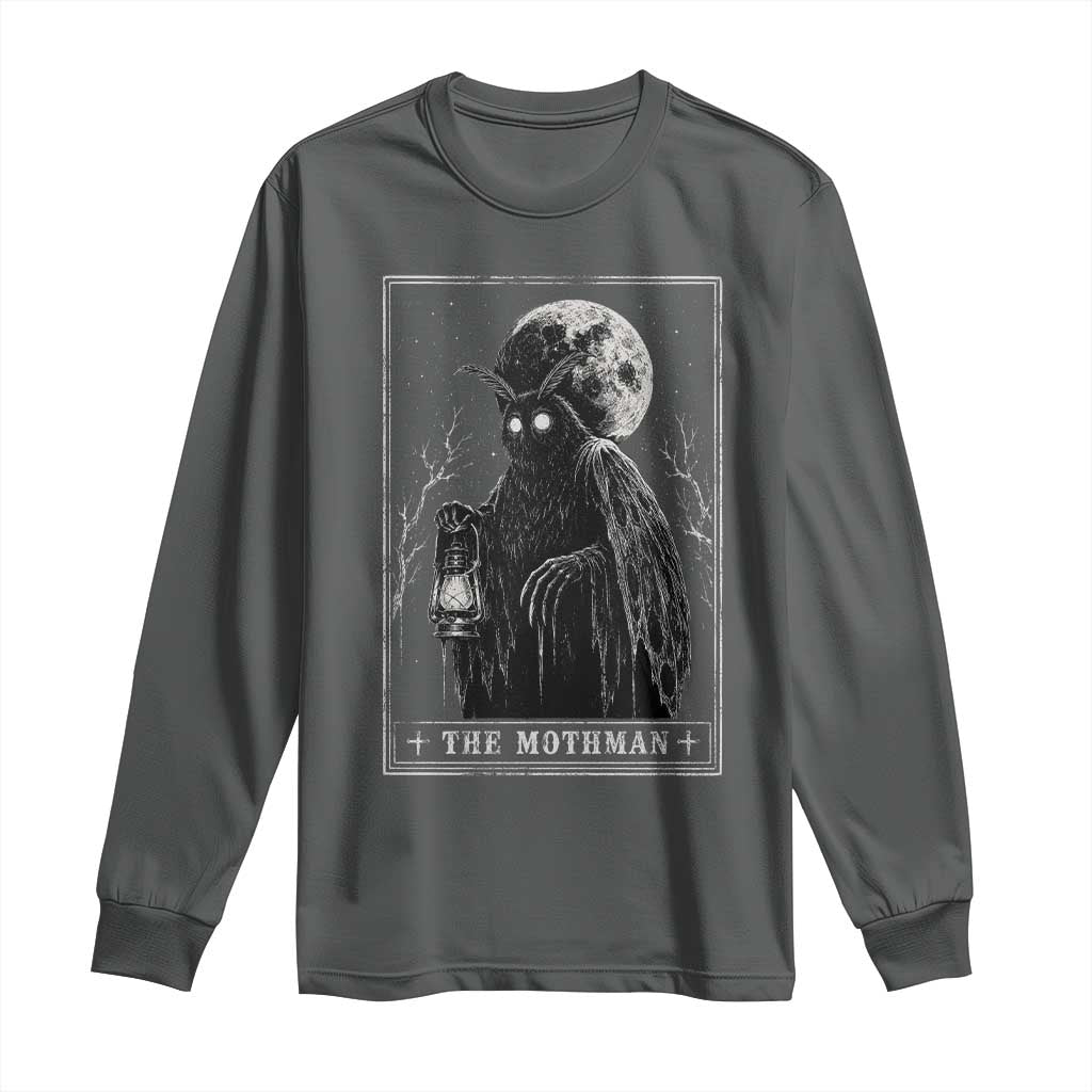 The Mothman Tarot Card Long Sleeve Shirt Cryptid Monochromatic Occult Graphic