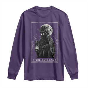 The Mothman Tarot Card Long Sleeve Shirt Cryptid Monochromatic Occult Graphic