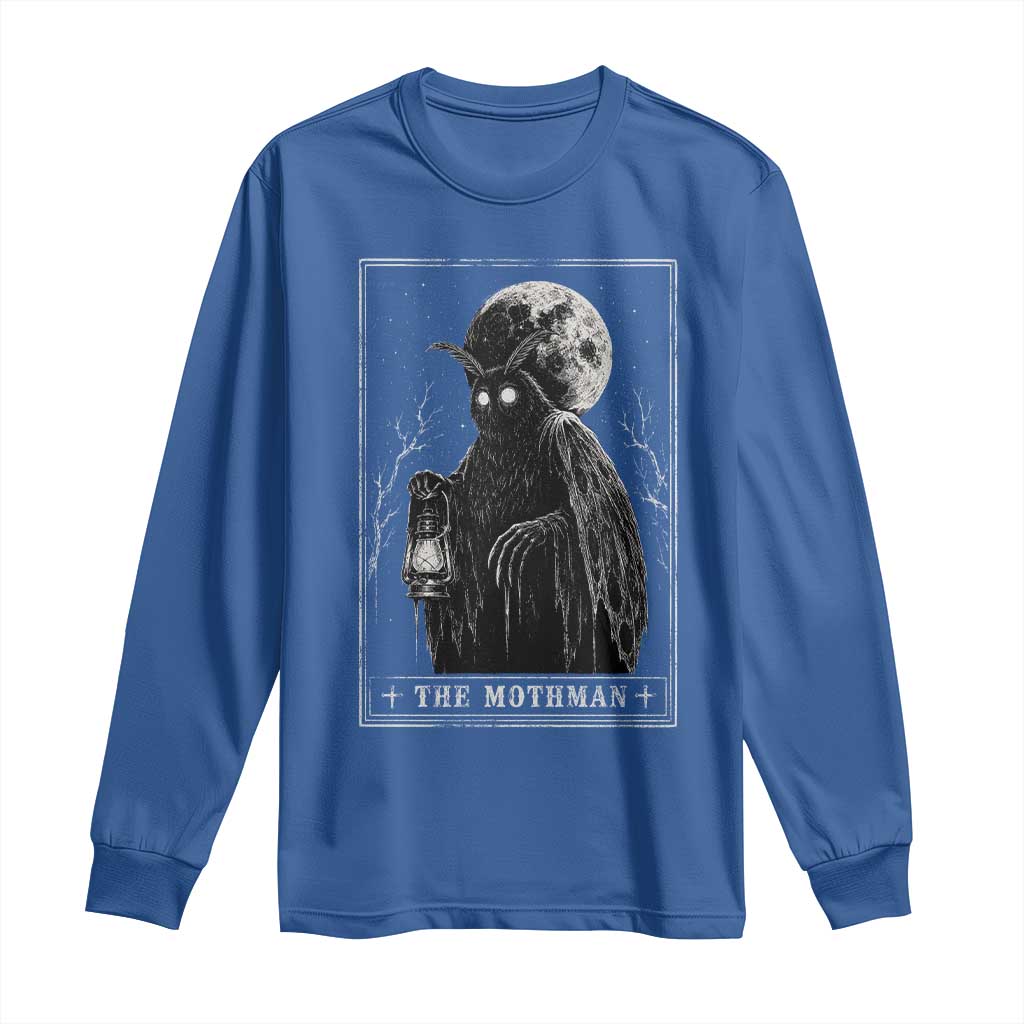 The Mothman Tarot Card Long Sleeve Shirt Cryptid Monochromatic Occult Graphic