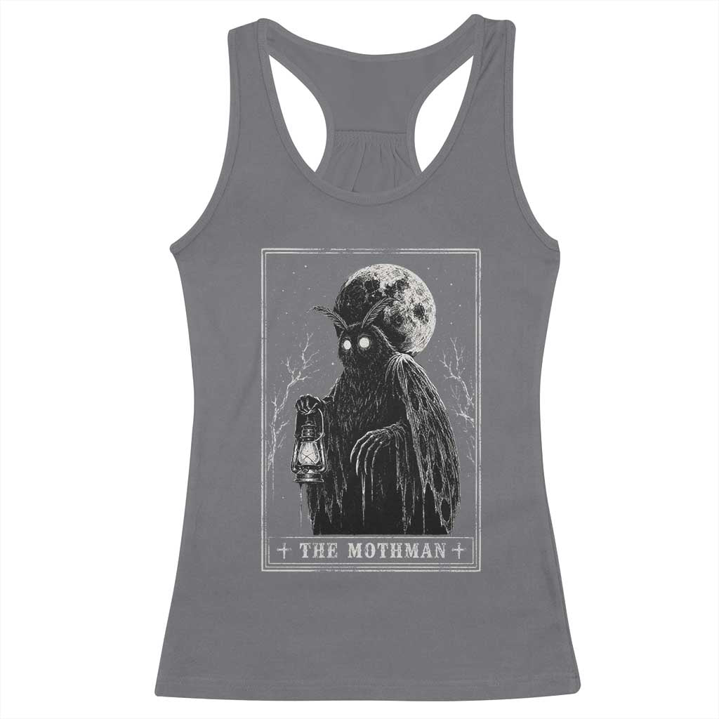 The Mothman Tarot Card Racerback Tank Top Cryptid Monochromatic Occult Graphic