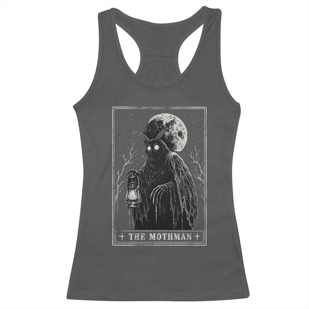 The Mothman Tarot Card Racerback Tank Top Cryptid Monochromatic Occult Graphic