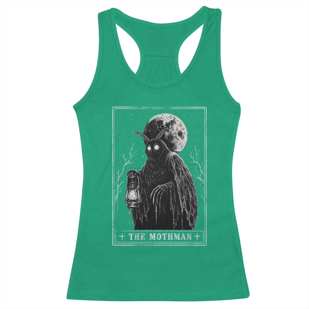 The Mothman Tarot Card Racerback Tank Top Cryptid Monochromatic Occult Graphic
