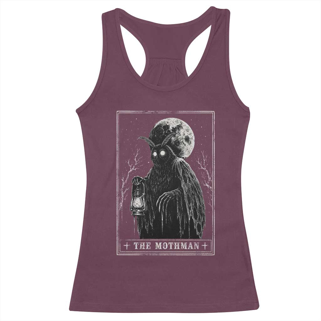 The Mothman Tarot Card Racerback Tank Top Cryptid Monochromatic Occult Graphic