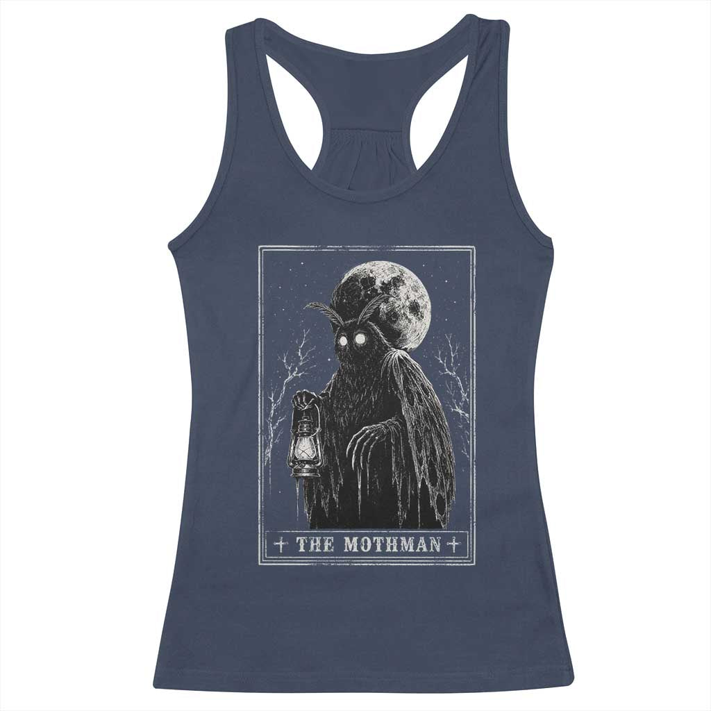 The Mothman Tarot Card Racerback Tank Top Cryptid Monochromatic Occult Graphic