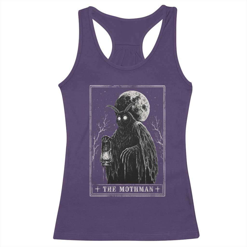 The Mothman Tarot Card Racerback Tank Top Cryptid Monochromatic Occult Graphic