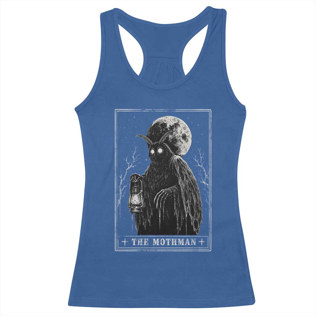 The Mothman Tarot Card Racerback Tank Top Cryptid Monochromatic Occult Graphic