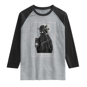 The Mothman Tarot Card Raglan Shirt Cryptid Monochromatic Occult Graphic