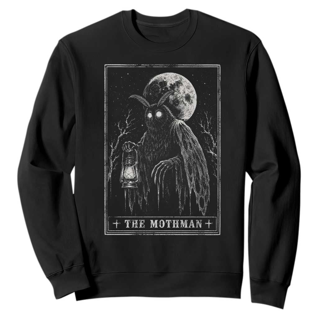 The Mothman Tarot Card Sweatshirt Cryptid Monochromatic Occult Graphic
