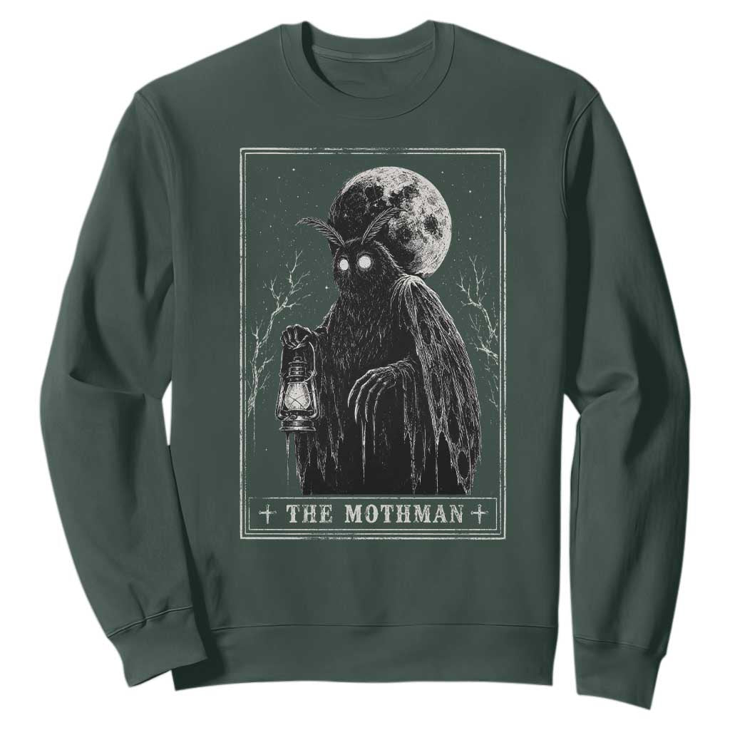 The Mothman Tarot Card Sweatshirt Cryptid Monochromatic Occult Graphic