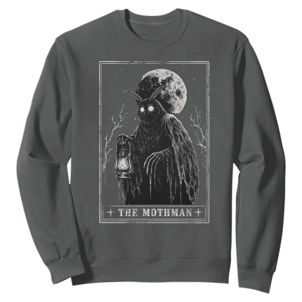 The Mothman Tarot Card Sweatshirt Cryptid Monochromatic Occult Graphic