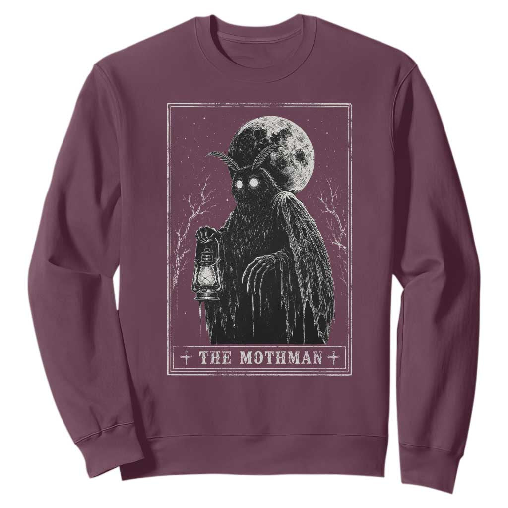 The Mothman Tarot Card Sweatshirt Cryptid Monochromatic Occult Graphic
