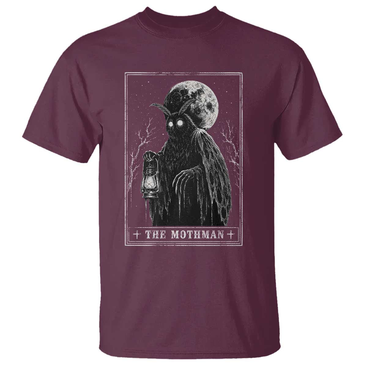 The Mothman Tarot Card T Shirt Cryptid Monochromatic Occult Graphic