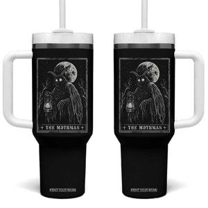 The Mothman Tarot Card Tumbler With Handle Cryptid Monochromatic Occult Graphic