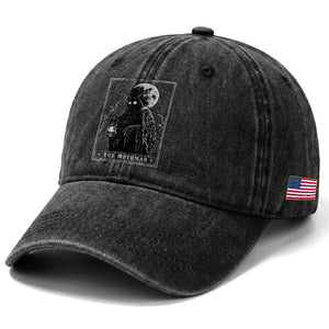 The Mothman Tarot Card Washed Cotton Baseball Cap Cryptid Monochromatic Occult Graphic