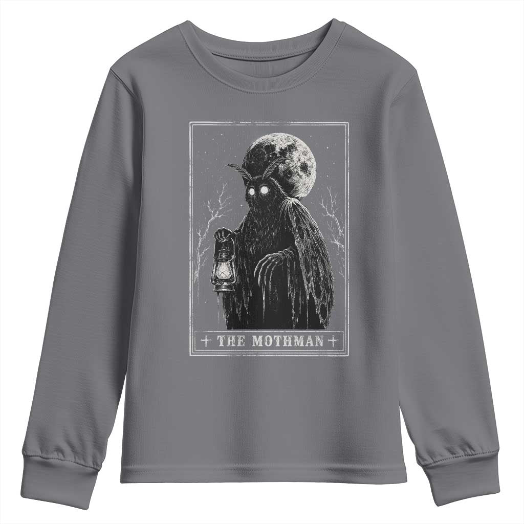 The Mothman Tarot Card Youth Sweatshirt Cryptid Monochromatic Occult Graphic
