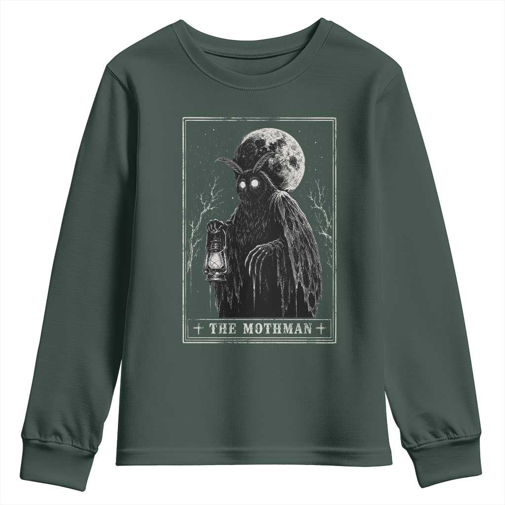 The Mothman Tarot Card Youth Sweatshirt Cryptid Monochromatic Occult Graphic