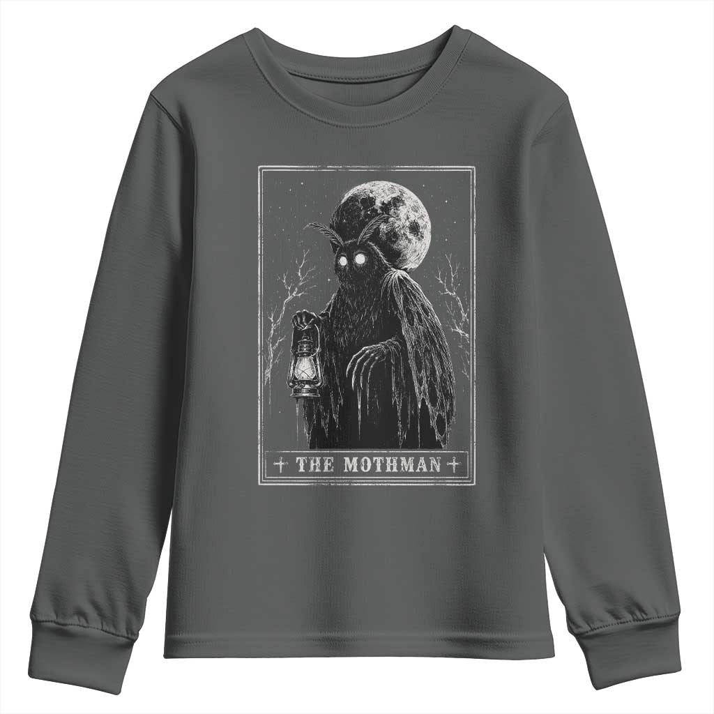 The Mothman Tarot Card Youth Sweatshirt Cryptid Monochromatic Occult Graphic