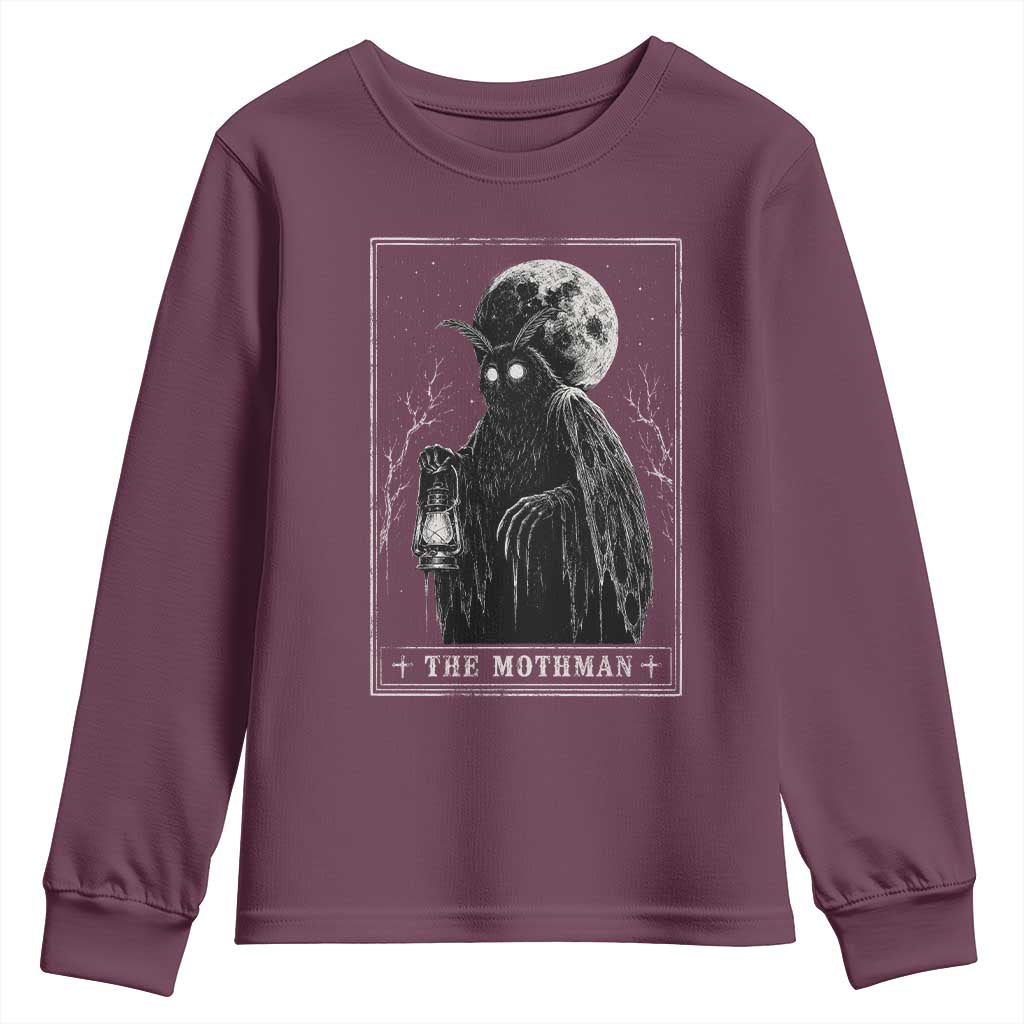 The Mothman Tarot Card Youth Sweatshirt Cryptid Monochromatic Occult Graphic