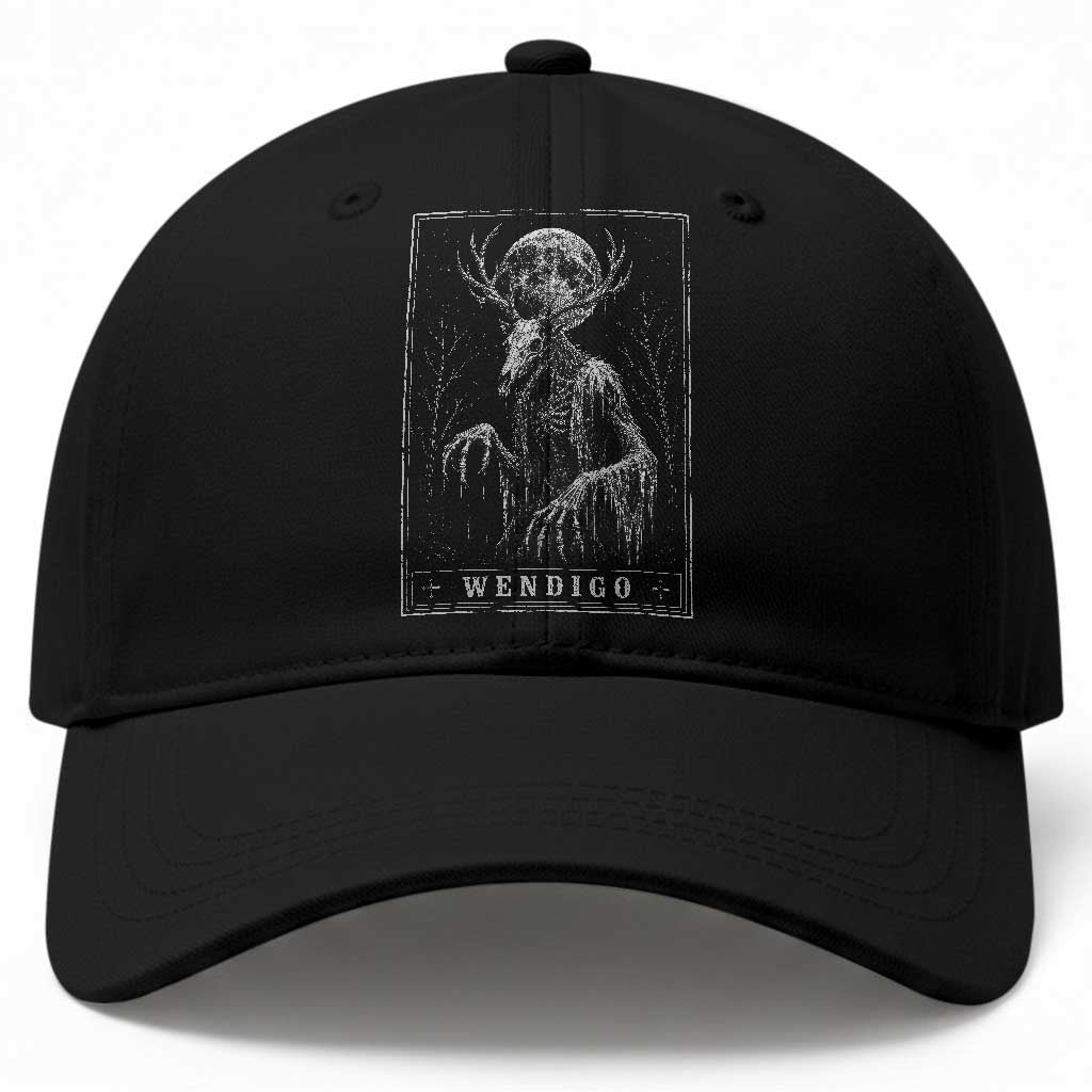 Wendigo Tarot Card Cryptid Monochromatic Occult Graphic Baseball Cap