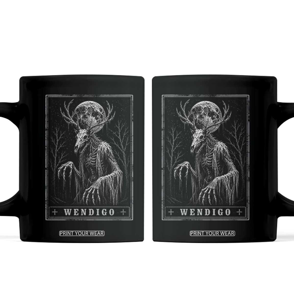 Wendigo Tarot Card Cryptid Monochromatic Occult Graphic Coffee Mug