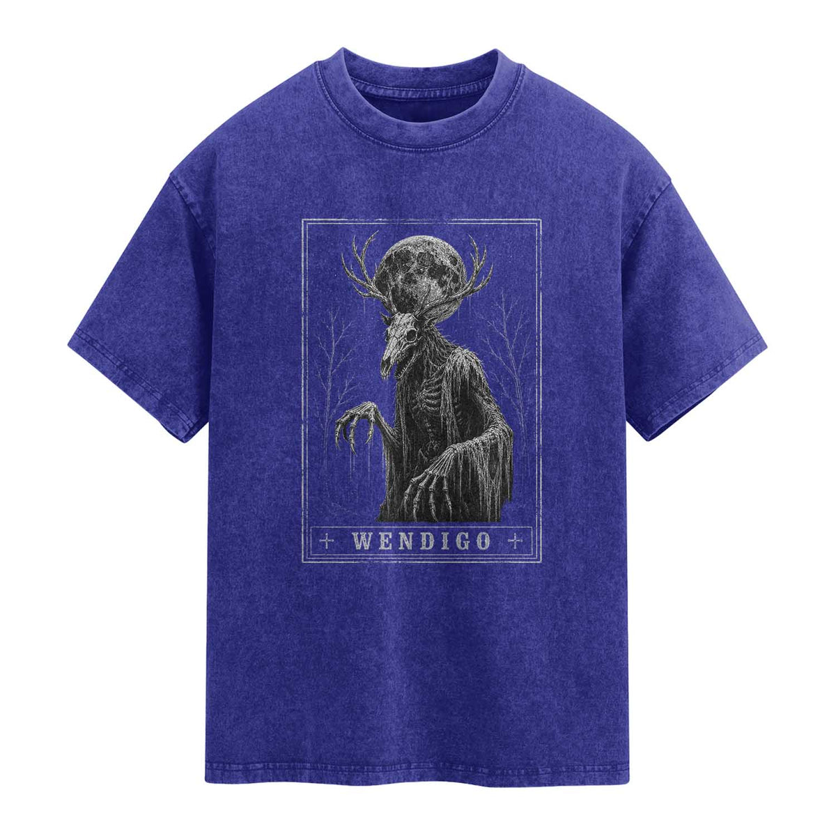 Wendigo Tarot Card Cryptid Monochromatic Occult Graphic Washed Cotton T-Shirt