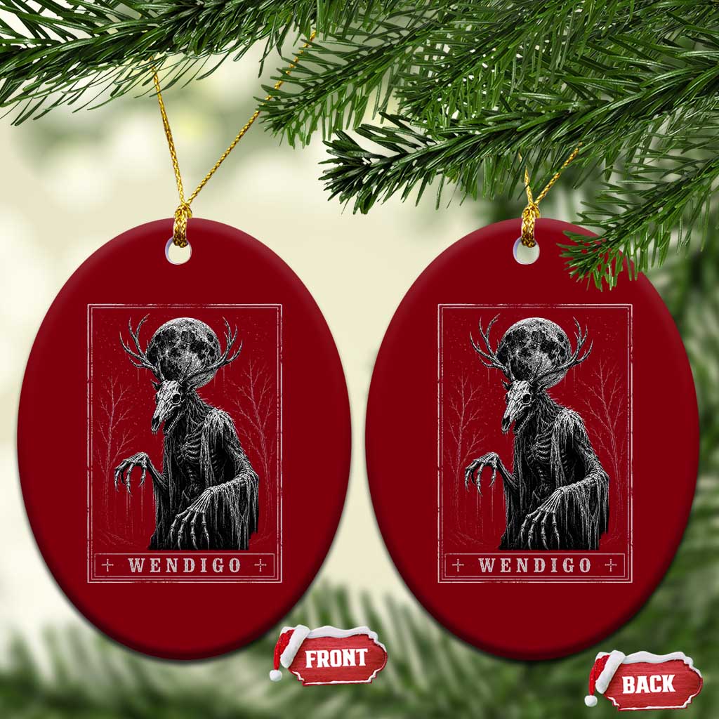 Wendigo Tarot Card Cryptid Monochromatic Occult Graphic Ceramic Ornament