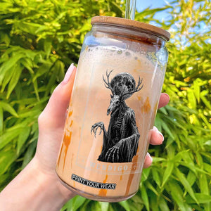 Wendigo Tarot Card Cryptid Monochromatic Occult Graphic Glass Can