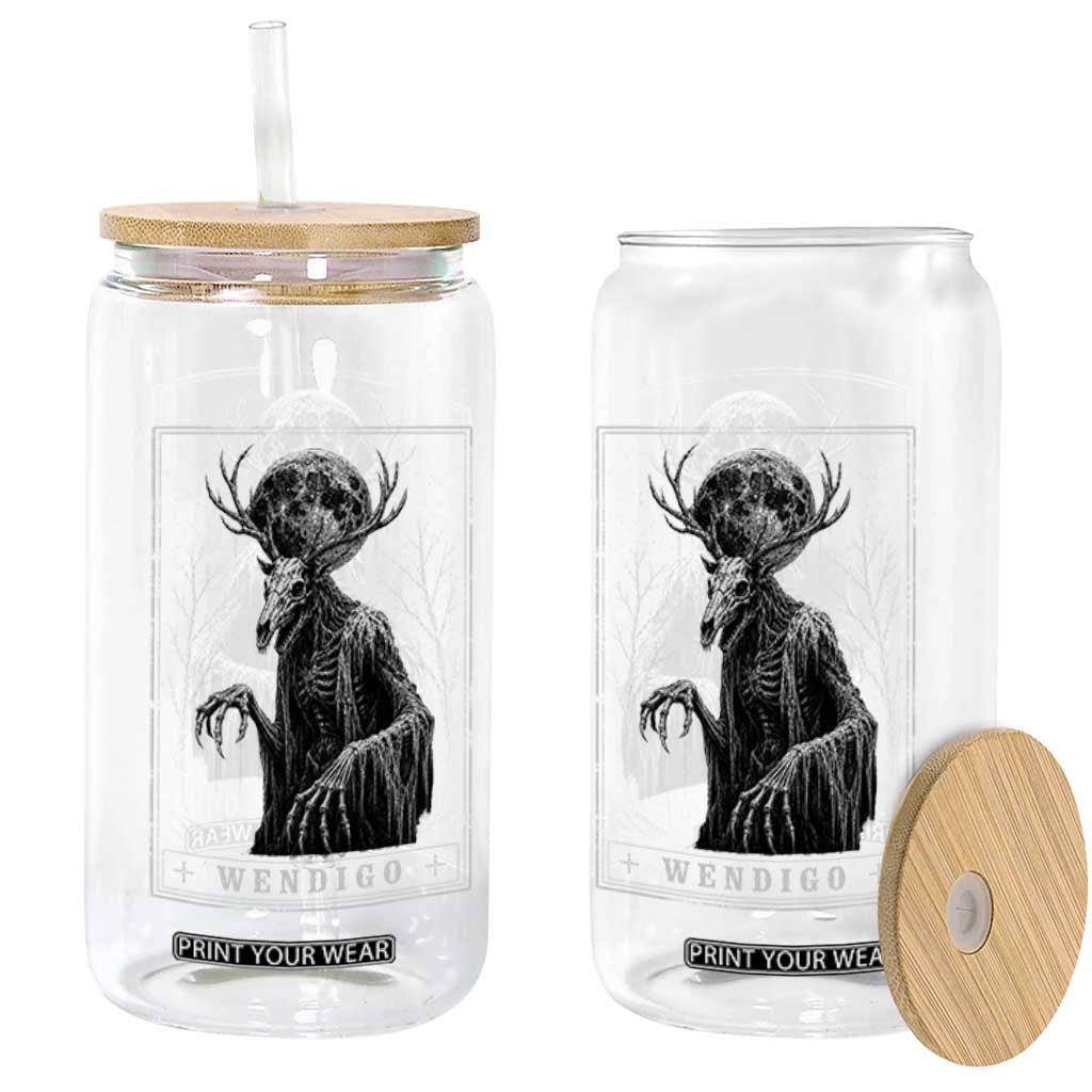 Wendigo Tarot Card Cryptid Monochromatic Occult Graphic Glass Can