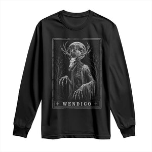 Wendigo Tarot Card Cryptid Monochromatic Occult Graphic Long Sleeve Shirt