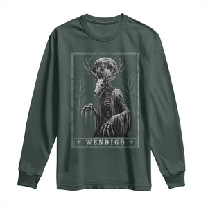 Wendigo Tarot Card Cryptid Monochromatic Occult Graphic Long Sleeve Shirt