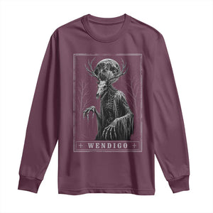 Wendigo Tarot Card Cryptid Monochromatic Occult Graphic Long Sleeve Shirt