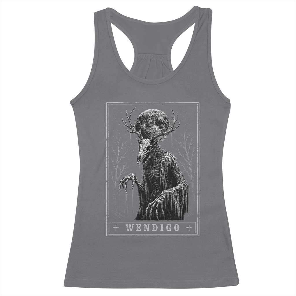 Wendigo Tarot Card Cryptid Monochromatic Occult Graphic Racerback Tank Top