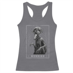 Wendigo Tarot Card Cryptid Monochromatic Occult Graphic Racerback Tank Top
