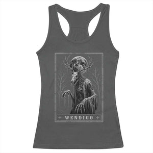 Wendigo Tarot Card Cryptid Monochromatic Occult Graphic Racerback Tank Top