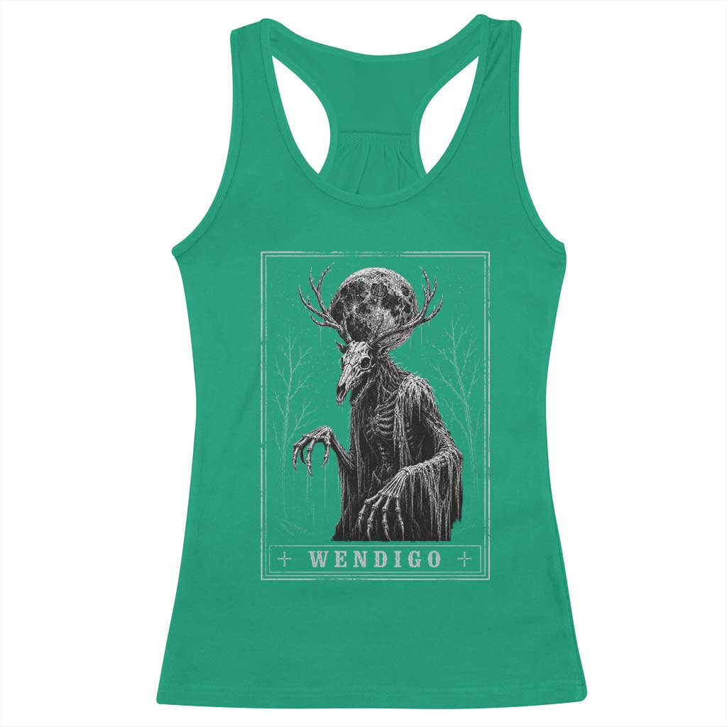 Wendigo Tarot Card Cryptid Monochromatic Occult Graphic Racerback Tank Top