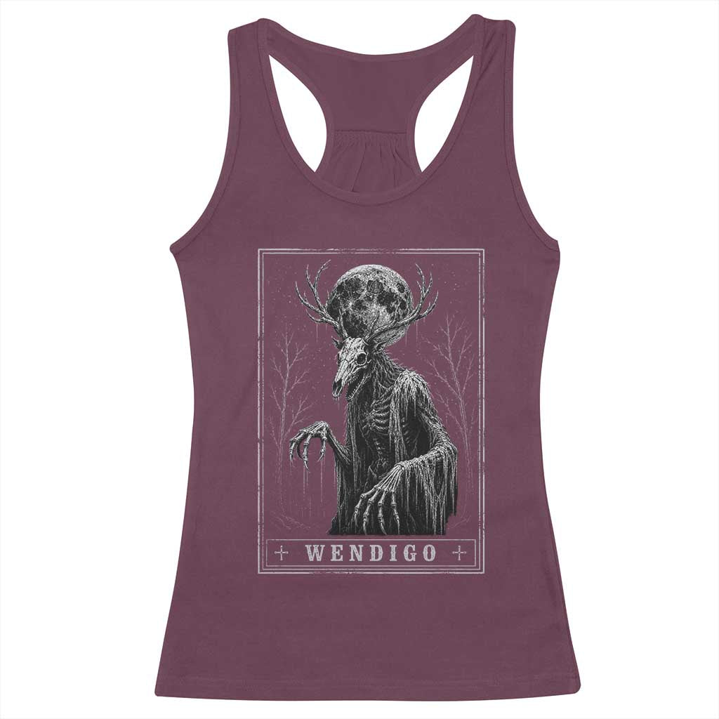 Wendigo Tarot Card Cryptid Monochromatic Occult Graphic Racerback Tank Top