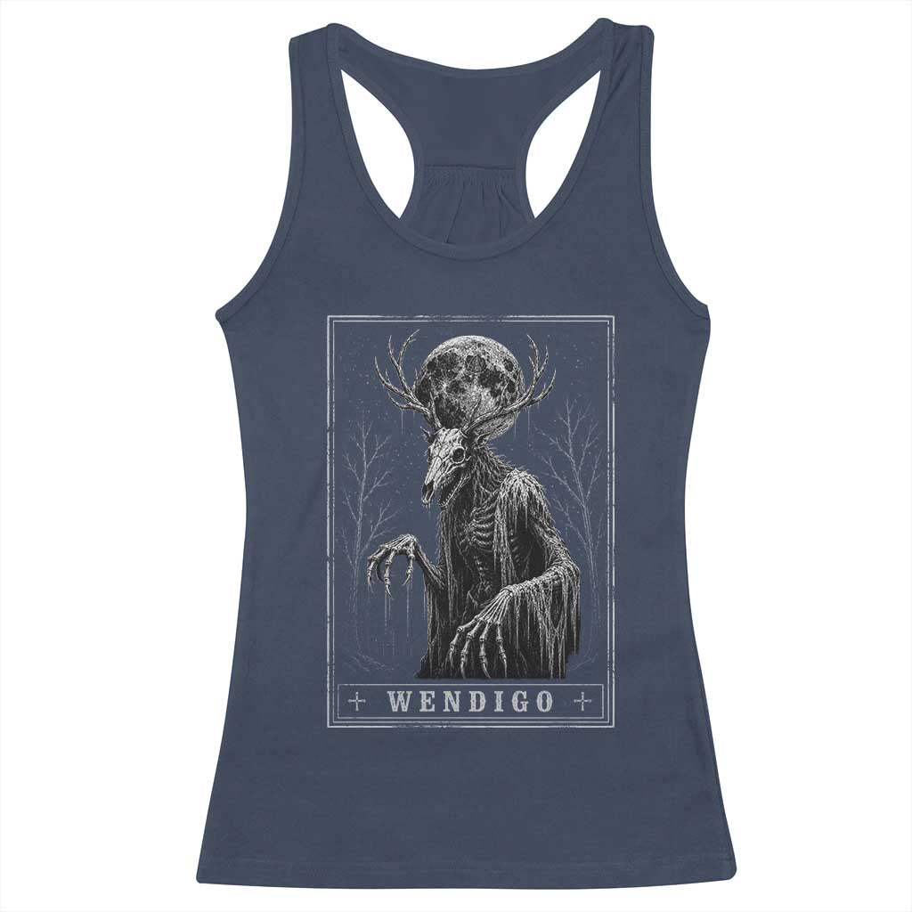 Wendigo Tarot Card Cryptid Monochromatic Occult Graphic Racerback Tank Top
