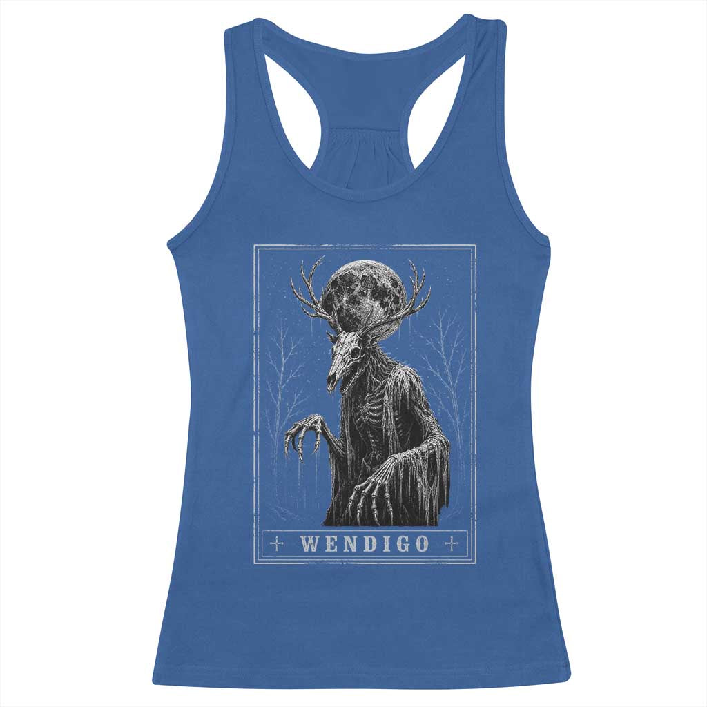 Wendigo Tarot Card Cryptid Monochromatic Occult Graphic Racerback Tank Top