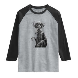 Wendigo Tarot Card Cryptid Monochromatic Occult Graphic Raglan Shirt