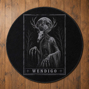 Wendigo Tarot Card Cryptid Monochromatic Occult Graphic Round Rug