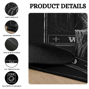 Wendigo Tarot Card Cryptid Monochromatic Occult Graphic Round Rug