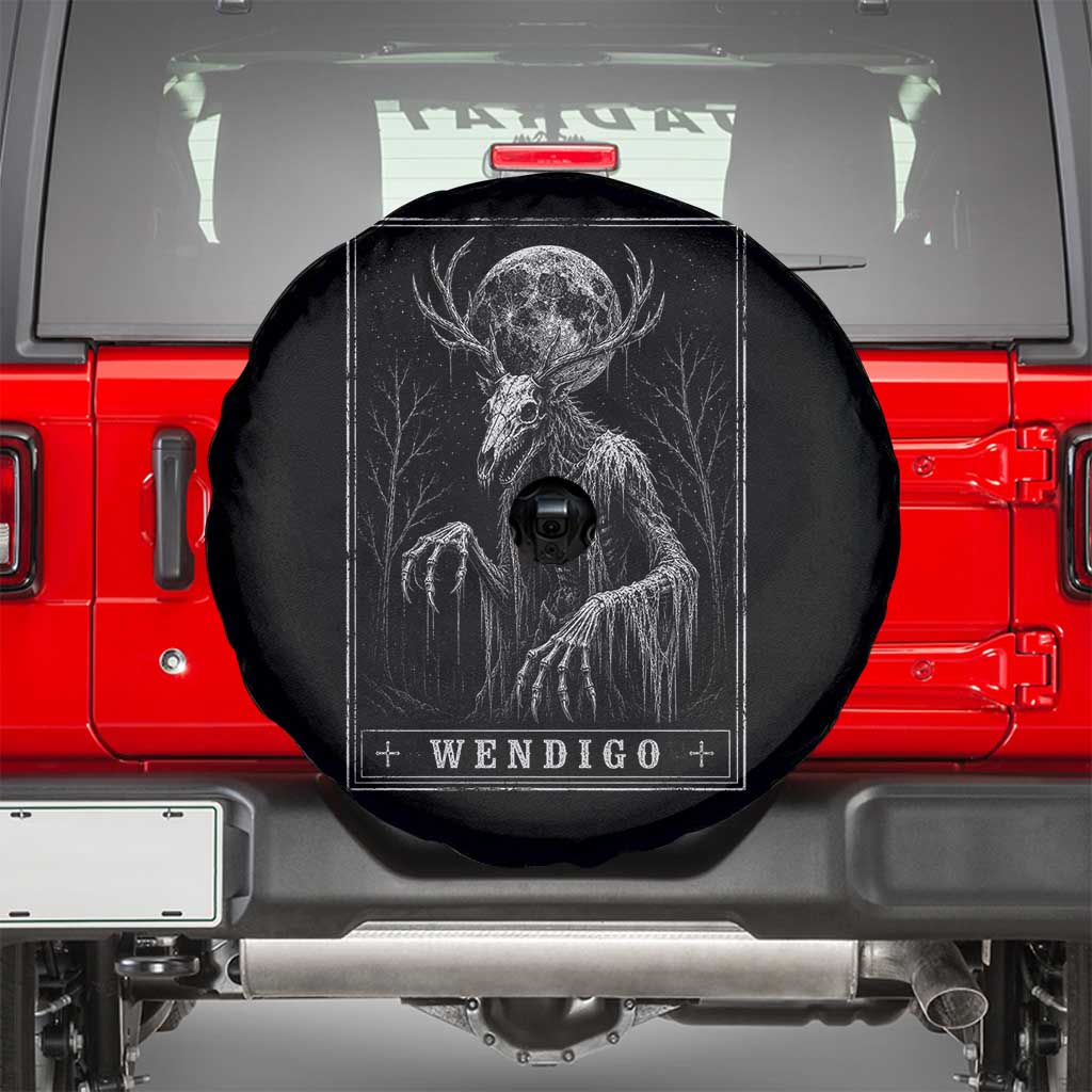 Wendigo Tarot Card Cryptid Monochromatic Occult Graphic Spare Tire Cover