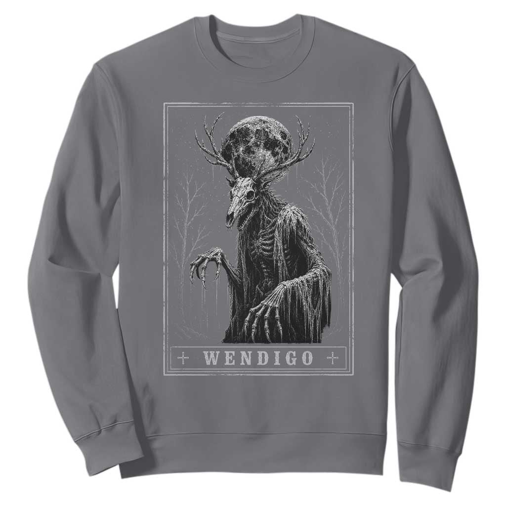 Wendigo Tarot Card Cryptid Monochromatic Occult Graphic Sweatshirt