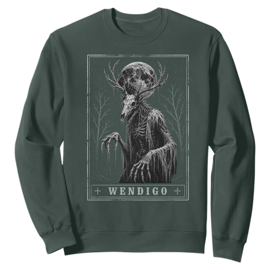 Wendigo Tarot Card Cryptid Monochromatic Occult Graphic Sweatshirt