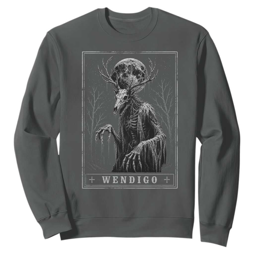 Wendigo Tarot Card Cryptid Monochromatic Occult Graphic Sweatshirt