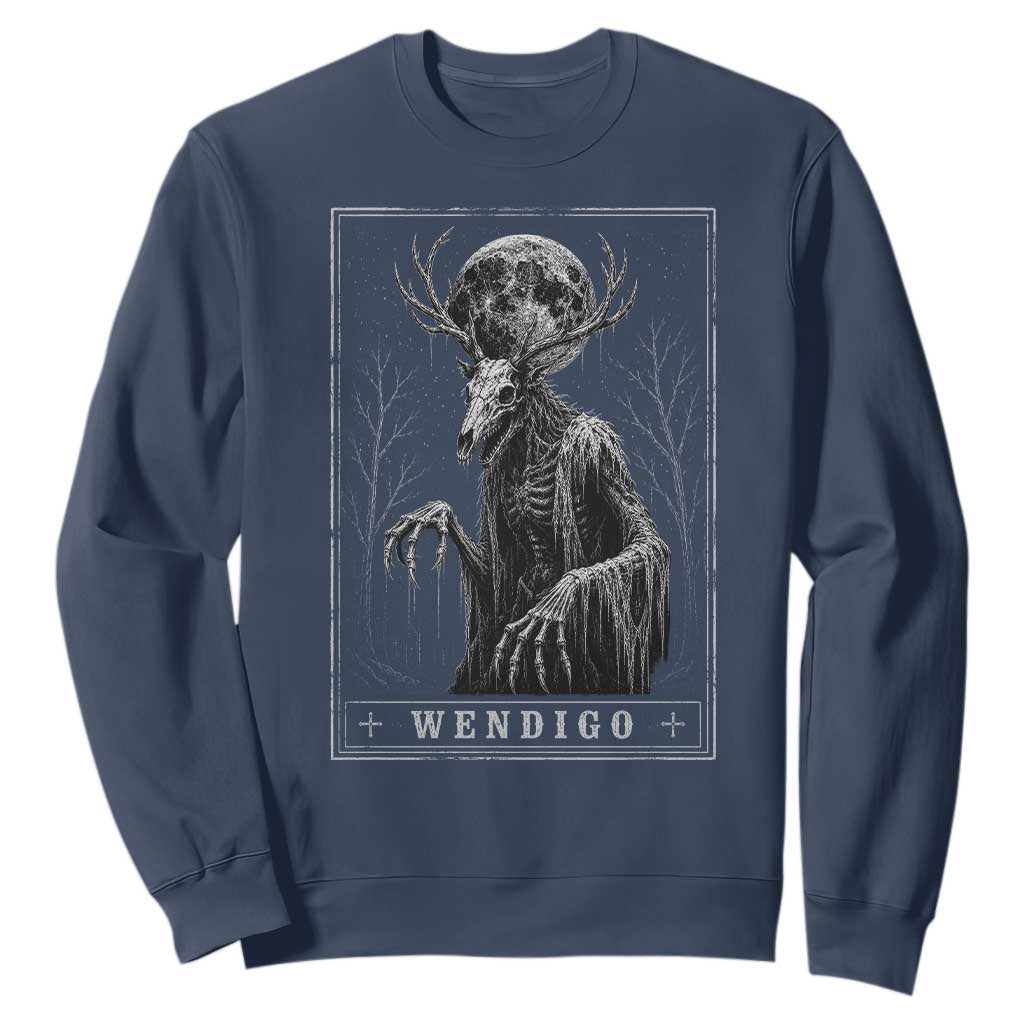 Wendigo Tarot Card Cryptid Monochromatic Occult Graphic Sweatshirt