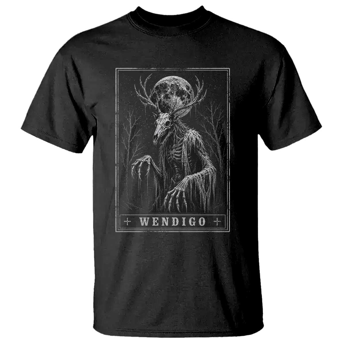 Wendigo Tarot Card Cryptid Monochromatic Occult Graphic T Shirt
