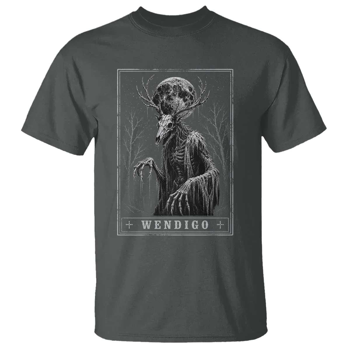 Wendigo Tarot Card Cryptid Monochromatic Occult Graphic T Shirt