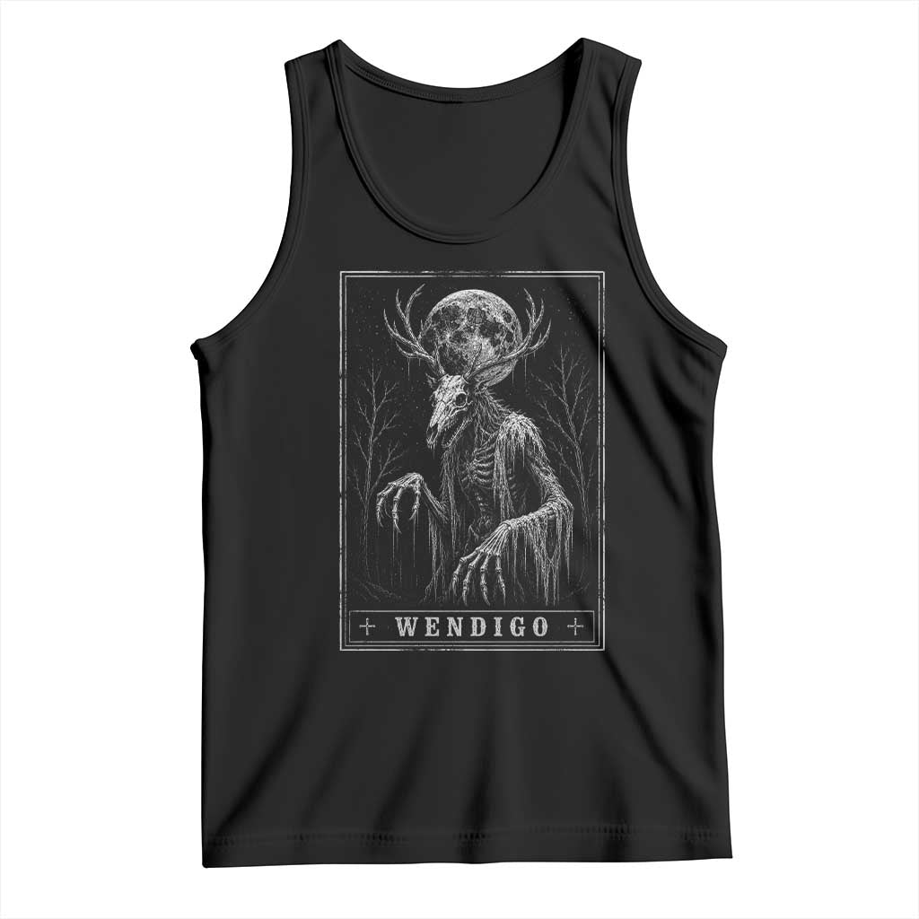 Wendigo Tarot Card Cryptid Monochromatic Occult Graphic Tank Top