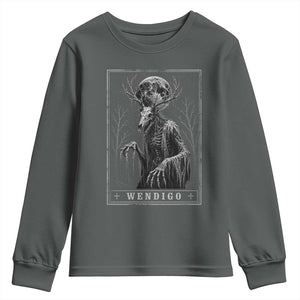 Wendigo Tarot Card Cryptid Monochromatic Occult Graphic Youth Sweatshirt